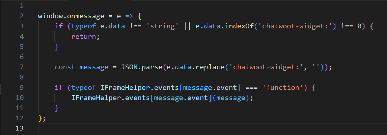 Token Hijack via Unvalidated postMessage Handler and Reflected DOM XSS in Chatwoot Widget Integrations